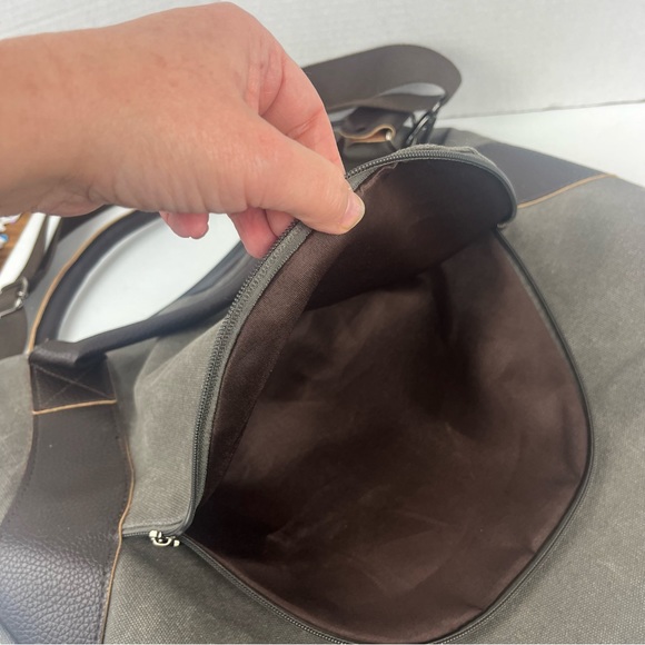 Grace Callie designs GENOVA bag in army green canvas w/leather trim-EUC - Picture 11 of 16